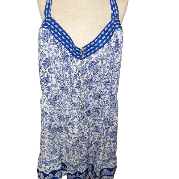 New Knox Rose Women's front button-down Blue Floral Dress 4X plus size 26 - Picture 2 of 5